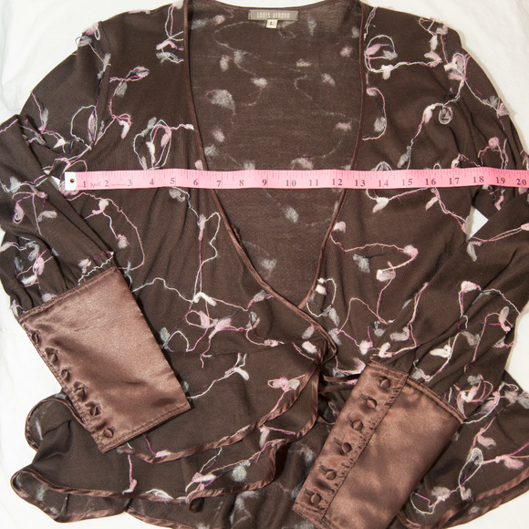 Louis Verdad Wool & Satin Wrap Peplum Blouse - Picture 5 of 8